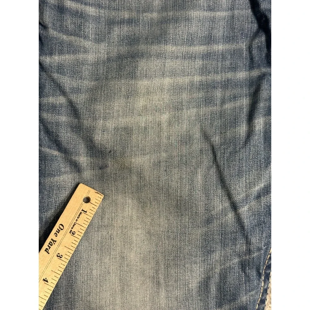 True Religion Straight Flap Old Multi Big T Distressed Blue Jeans Mens 40 X 34